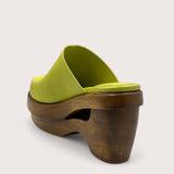 535A Bond Carter Leather and Wood Clog Shoes in Avocado Three Quarter Back View