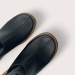 535A Bond Carter Leather and Wood Clog Shoes in Black Top View
