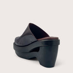 535A Bond Carter Leather and Wood Clog Shoes in Deep Cocoa Three Quarter Back View