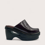 535A Bond Carter Leather and Wood Clog Shoes in Deep Cocoa Side View