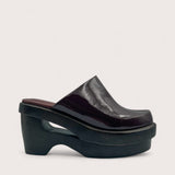 535A Bond Carter Leather and Wood Clog Shoes in Deep Cocoa Side View